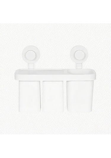 Duvar Takılı Diş Fırçası Tutucu, Manyetik Bardaklı, Suyu Hızlı Çıkartır, Toz Koruma, Delme Yok, Beyaz 2 Bardak Beyaz Beyaz