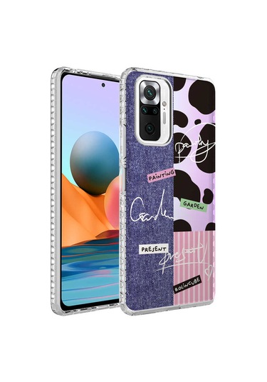 Ardemix Redmi Note 10 Pro Kılıf Airbag Kenarlı Renkli Desenli Silikon Elegans Kapak NO4