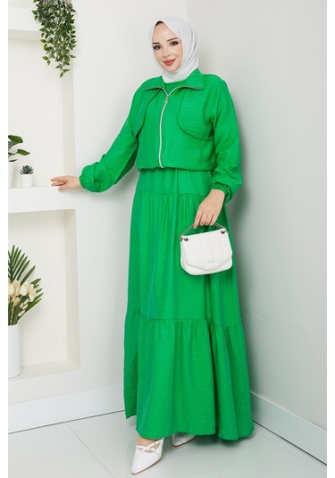 Milda Ceket Elbise İkili Takım 1579 - Yeşil Yeşil