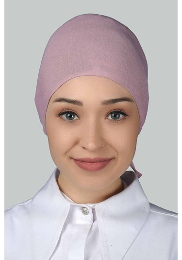Altobeh Kadın Pratik Dikişsiz Bağcıklı Kaymayan Tesettür Penye Bone - Koyu Pembe