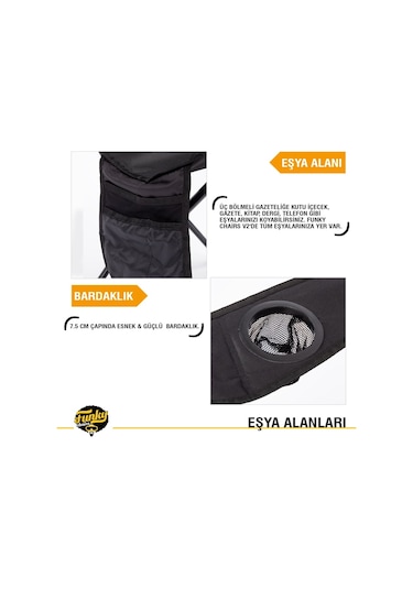 Funky Chairs V2 Siyah Kamp Sandalyesi XL Siyah