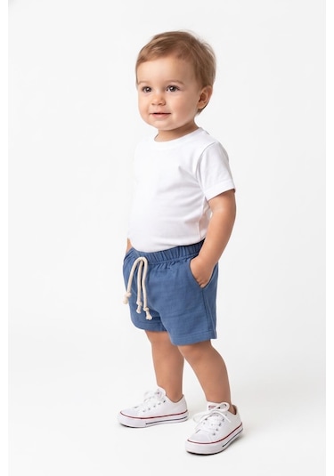 MiaBaby Bebek Müslin Şort Indigo