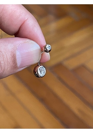 316 Cerrahi Çelik Tek Taş Göbek Piercingi Rose