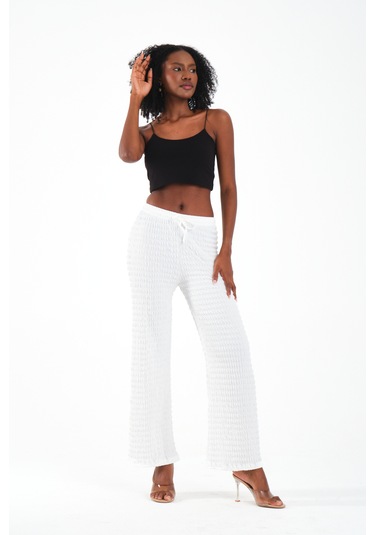 By Papi Örme Pantolon Beyaz