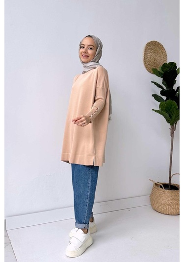 Kol Detay Merserize Tunik - Sütlü Kahve Sütlü Kahve