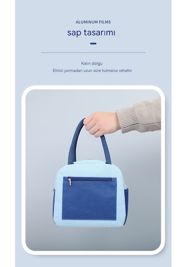 Ikkb Yeni Ürün Basit Renk Eşleştirme Alüminyum Folyo Isı Yalıtımı Büyük Kapasiteli Öğrenci Öğle Yemeği Çantası Sarı