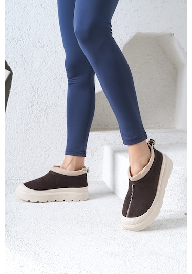 D436 Kadın Soğuk Geçirmez Kışlık Bot Kahverengi