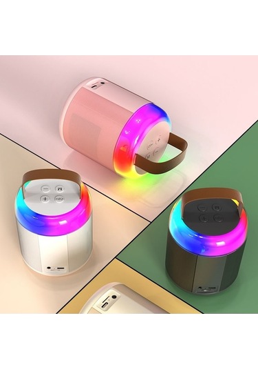 Rogfer Ev Taşınabilir Bluetooth Hoparlör Küçük Dış Mekan Karaoke Ses, Renk: Y1 Pembe Monoküler Buğday