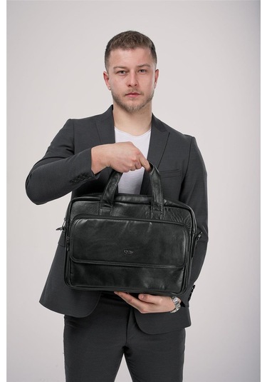 Ççs 71471 Hakiki Deri Evrak Çantası Siyah