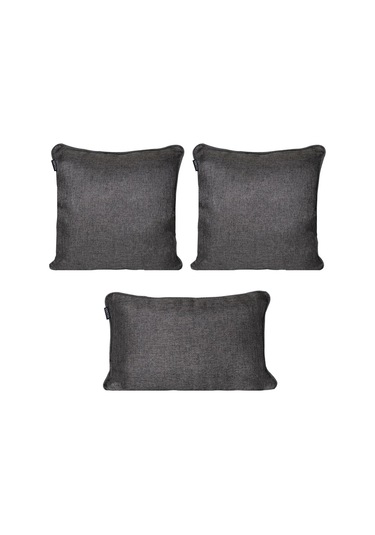 3'lü Hasır Dokulu Fitilli Kırlent Kılıfı Antrasit-380