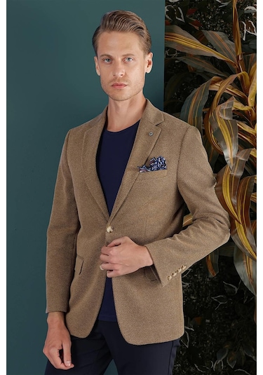 C 653 Slim Fit Camel Spor Ceket CAMEL