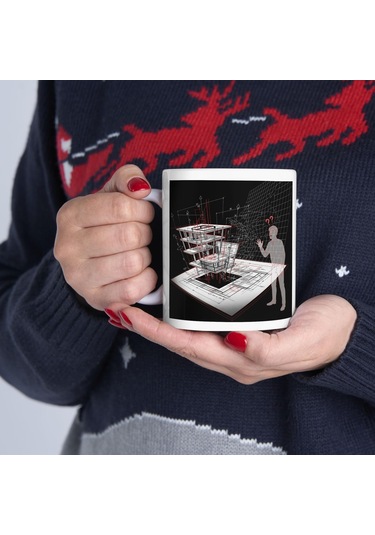 Mimarlar Ve Mühendisler İçin Kupa Bardak Proje Ve Plan Temalı Porselen Hediyelik Bardak Beyaz