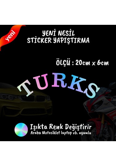 Turks 2 Adet Hologram Sticker - Modifiye Etiket Yazı