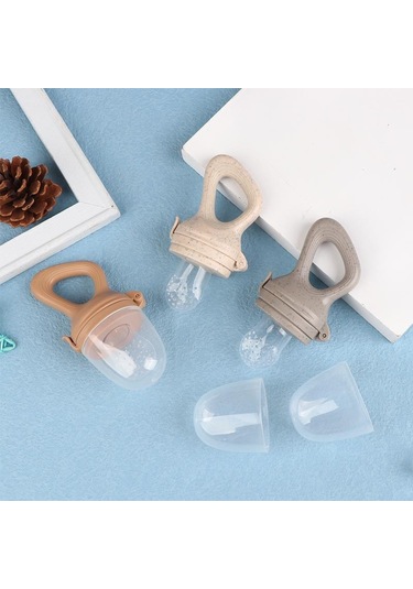 Gri Kapaklı Silikon Bebek Meyve Besleyici Bebek Emziği Taze Gıda Emzik Nibbler Gri