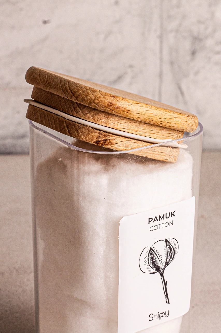 Luvo - 3'lü Kare Ahşap Vakum Kapaklı Banyo Düzenleyici Plastik Banyo Seti Etiketli Banyo Organizeri Ahşap