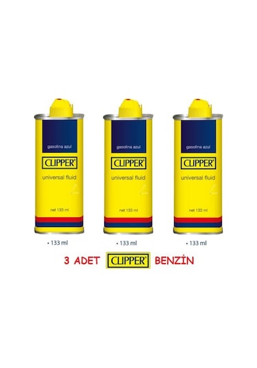 Clipper Benzin Çakmak Benzini 3 x 133 ML + 20'li Çakmak Taşı