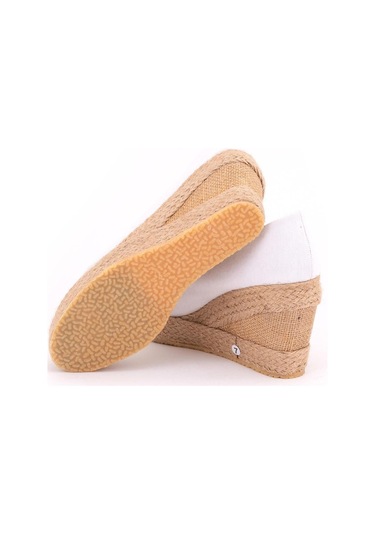 Beyaz Beyaz Platformlu Keten Dolgu Topuk Pl1000-1054 Beyaz