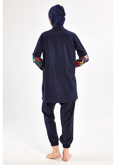 Spor Likra Tam Kapalı Tesettür Mayo Yeva 1205 Lacivert Lacivert