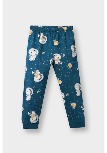 Defacto Erkek Bebek Snoopy Pijama Takımı Uzun Kollu Penye Üst Uzun Alt F3580a525aube785 Mavi