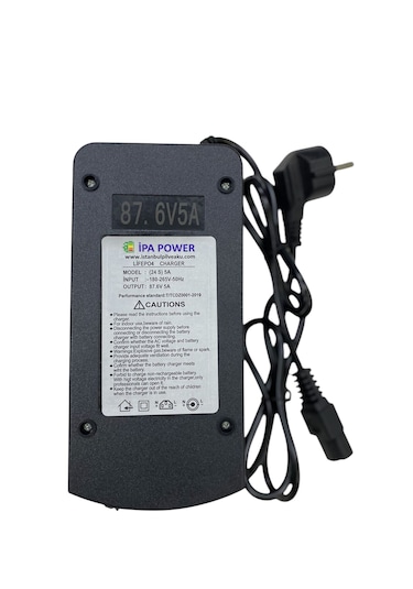 İpa Power 24s 87.6 Volt 5 A. Lifepo4 Batarya Şarj Cihazı Siyah