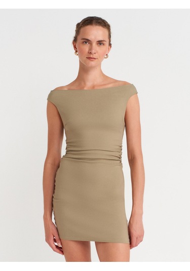 Dilvin 91462 Bardot Mini Elbise-çağla Çağla