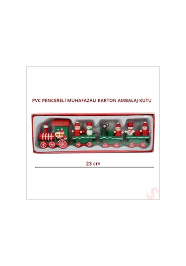 Yılbaşı Dekorasyonu, Ahşap Tren Seti - 22 Cm