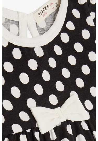 Breeze Kız Bebek Kısa Tulum Puantiyeli Fiyonklu 4 Ay-1.5 Yaş, Siyah-Siyah