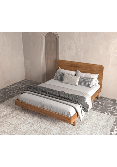 Soft Wood Ahşap Ceviz Karyola Kolay Kurulum-927 Tek Kişilik