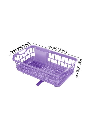 Trendooze Menekşe Bulaşık Kurutma Rafı, Yemek Çubukları Kova Seti Menekşe