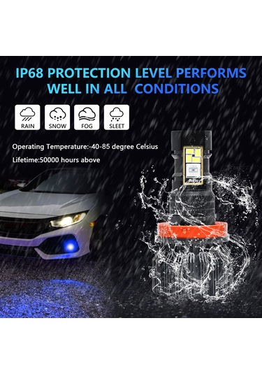 Tenfowee F0069 Ev23 H8/h9/h11 Uyumlu Bluetooth Kontrollü Su Geçirmez Rgb Led Sis Farı - 8000lm Parlaklık