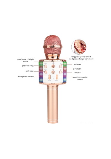 Ruicoo Kırmızı Pembe Led Işıklı Kablosuz Mikrofon - Bluetooth Hoparlörlü, Ev Ktv, Telefon İle Karaoke, Ses Kaydı Ve Gürültü Azaltma Fonksiyonu