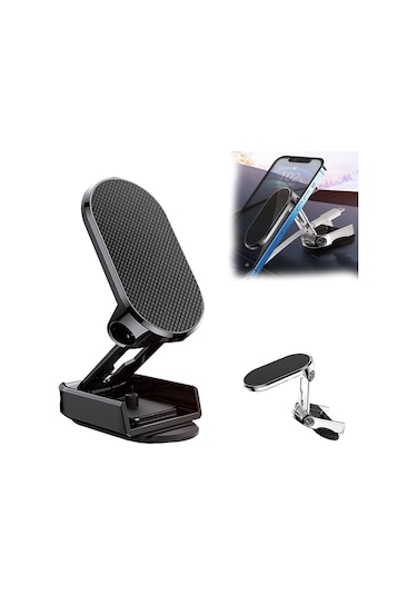 Tenfowee 360 Derece Dönebilen Katlanabilir Araç İçi Manyetik Telefon Tutucu - Güçlü Yapışkan Ve Kaymaz Yüzey Siyah
