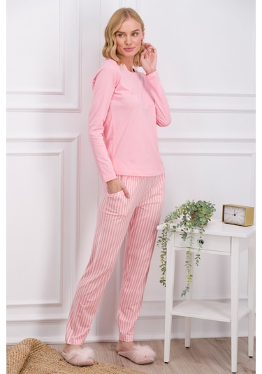 Pierre Cardin Pembe Çizgili Kadın Pijama Takımı
