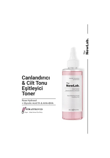 The NewLab Aydınlatıcı, Cilt Tonu Eşitleyici Ve Gözenek Sıkılaştırıcı Toner (Glycolic Acid 5% Aha Bha) 250 Ml