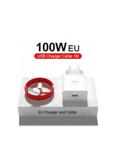 Qwqoneplus 100w Supervooc Hızlı Şarj Adaptörü Usb-c Kablolu 13r/12/12r/11/10/13 Pro İçin Ildistribütör Garantili