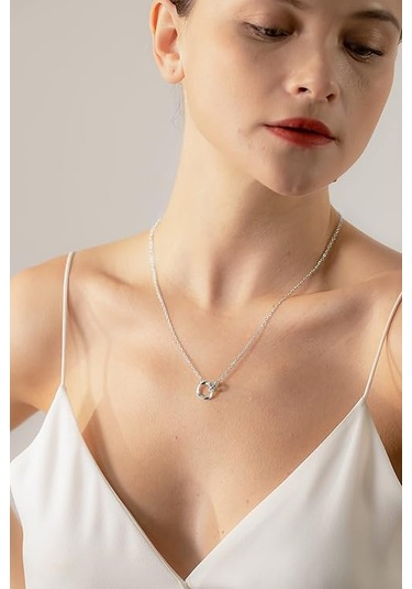 5a Zirkonya Çift Daire Kolye Zincirli Gümüş Kadın Kolye Gümüş Kadın Altın Kaplama Kız Kardeş Dostluk Anne Kız Kolye Doğum Günü Anneler Günü Sevgililer Günü Hediyeleri Diğer