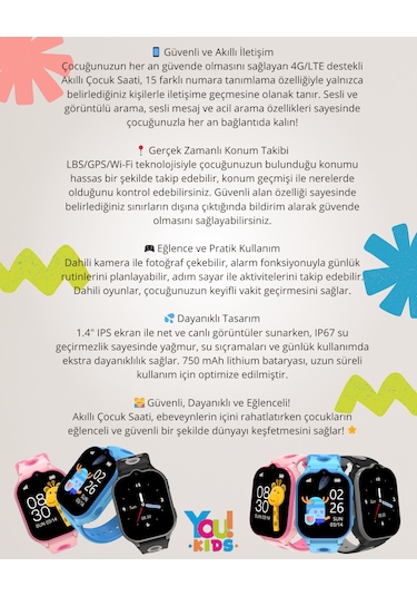 You Kids Kn8101.p Akıllı Sim Kartlı Çocuk Takip Kol Saati