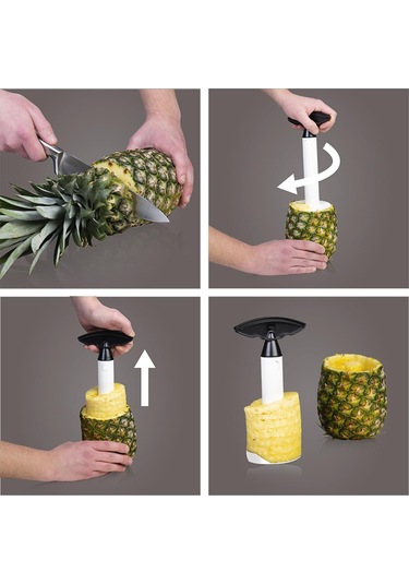 Vacu Vin Ananas Dilimleyici Siyah Beyaz - Siyah