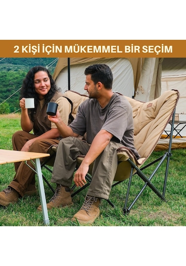 Kingcamp Lemon Lux Double Ultra Konforlu Çift Kişilik Kamp Sandalyesi Khaki Haki
