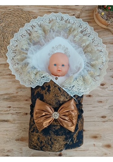 Özel Tasarım Erkek Bebek Kundağı Bebek Dış Kundak Battaniyesi Hastane Çıkışı Kundak Battaniye Siyah