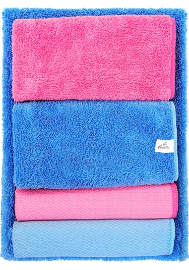 SmartBee Premium Mikrofiber Ev Temizlik Paketi Mavi - Pembe