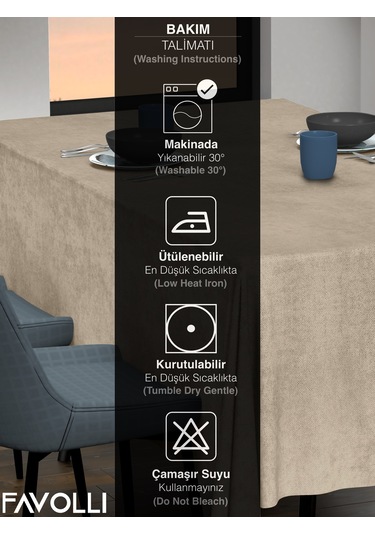 Kadife Dokulu Sahra Beji Masa Örtüsü Sahra Beji