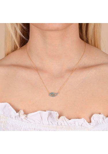 Zirkon Taşlı Pırlanta Montür Göz Desenli Altın Kaplama Gümüş Kol (494583391)