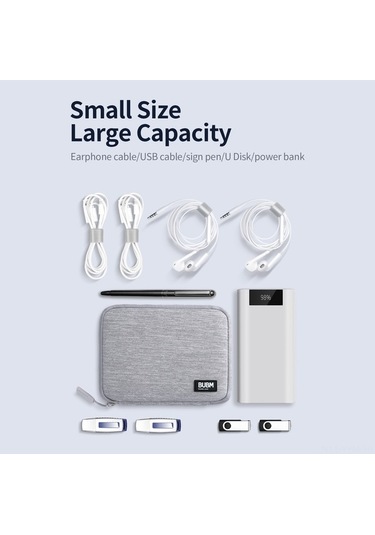 Novahub Bubm Mini Kablo Çantası - Usb, Kalem Saklama Gri, Aksesuarlar İçin Gri