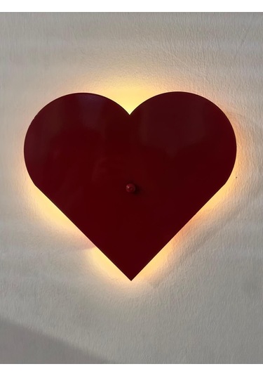Büyük Led Pilli Kalp Aplik Metal İç Mekan Duvar Aydınlatmaları, Hediyelik Ürünler Kalpli Işık Kırmızı