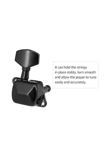 Geeroyoo Yüksek Performanslı 6 Saplı Yarı Kapalı Elektro Gitar Akort Anahtarı - Siyah