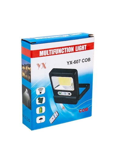 Powermaster Yx-607 Cob Ledli Solar Panelli Hareket Sensörlü Çok Fonksiyonlu Lamba Siyah