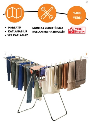 Le Modüler 2 Kanatlı Yer Tasarruflu Ve Pratik Dayanıklı Metal Malzemeli Çamaşır Kurutmalık Antrasit