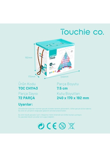 Touchie Co. Mıknatıslı Manyetik 72 Parça Yapı Blokları Seti