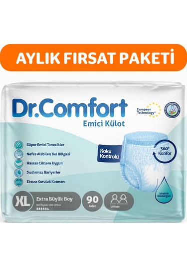 Dr.Comfort Yetişkin Emici Külot Ekstra Büyük Boy XL 3 x 30'Lu 90 Adet